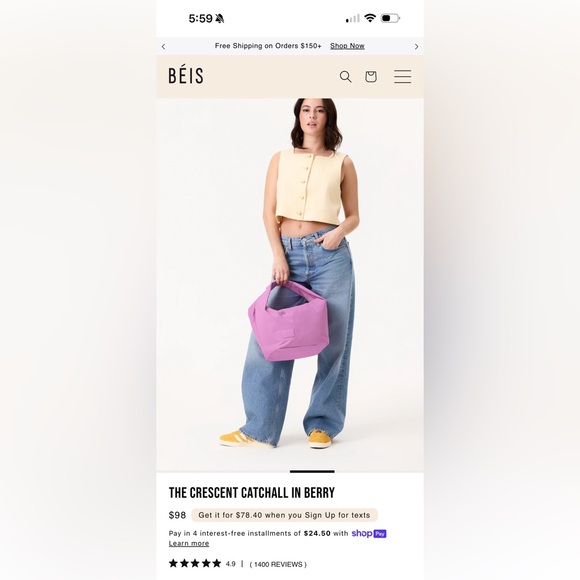 BEIS The Crescent Catchall in Berry NWT - Picture 2 of 13